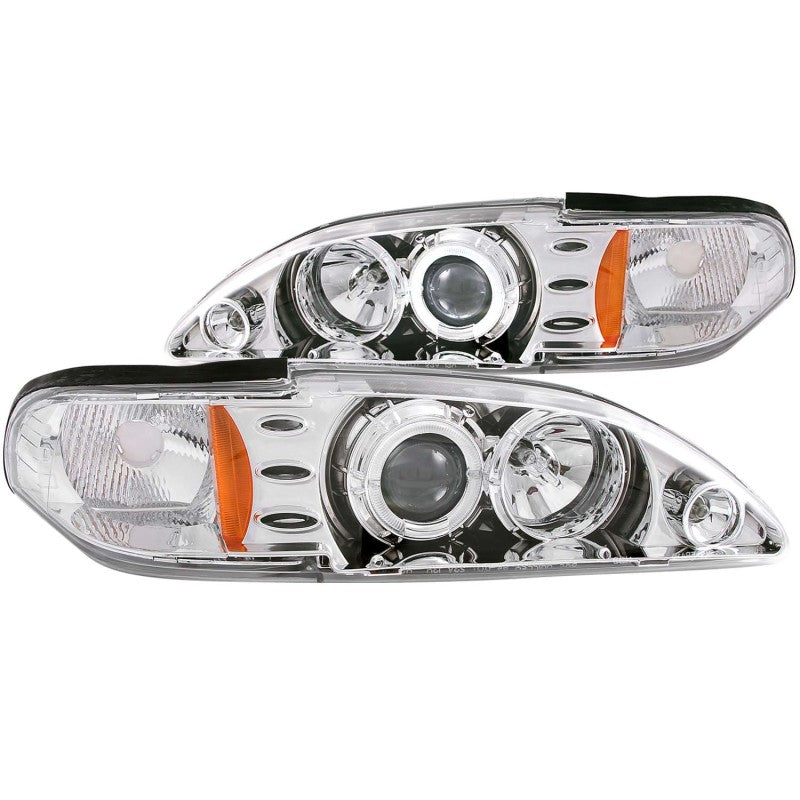 Phares de projecteur ANZO 1994-1998 Ford Mustang avec halo chromé 1 pièce