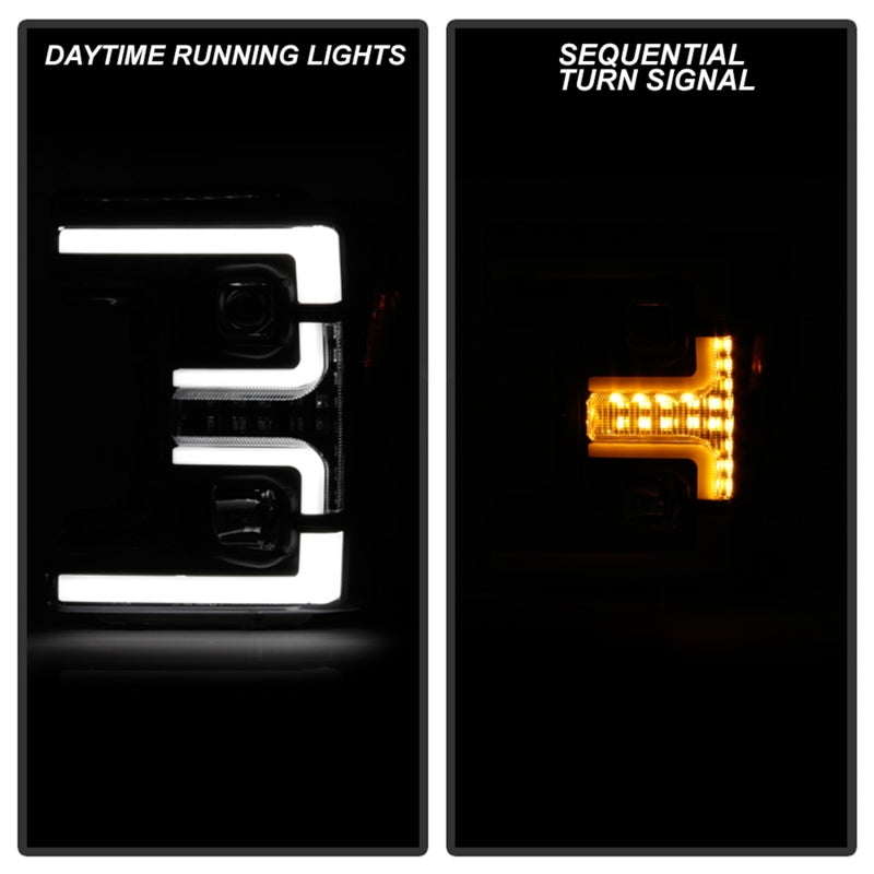 Phares de projecteur Spyder Ford F-250/F-350/F450 Super Duty 17-18 Noir PRO-YD-FS17-SBSEQ-BK