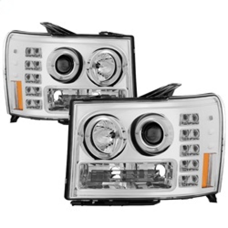 Phares de projecteur Spyder GMC Sierra 1500/2500/3500 07-13 LED Halo- LED Chrome PRO-YD-GS07-HL-C