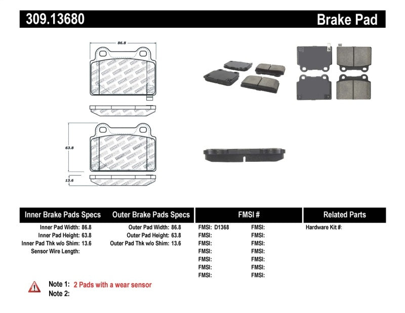 Plaquettes de frein arrière StopTech Performance 08+ Mitsubishi Evolution X
