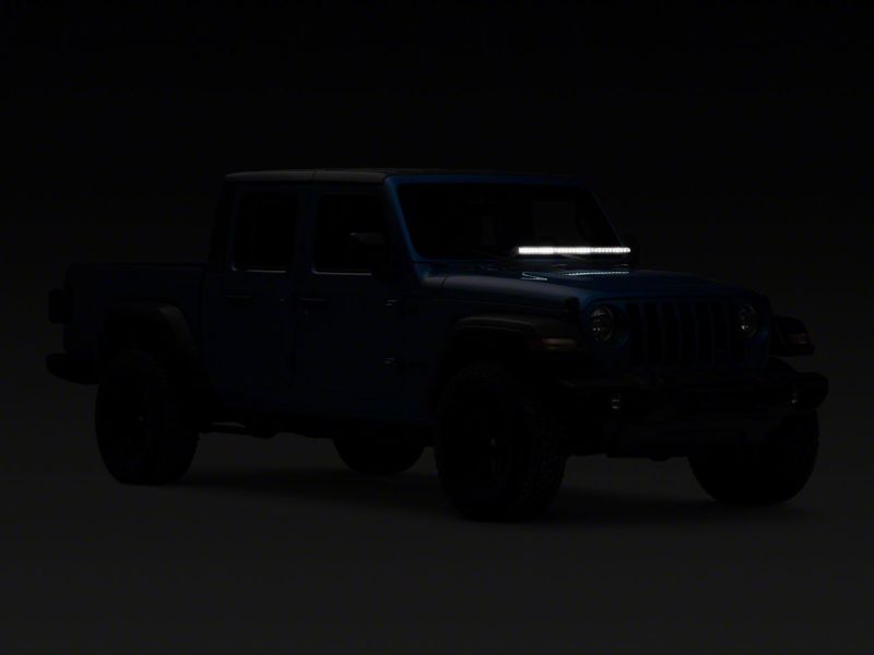 Barre lumineuse à DEL à une rangée de 30 po de Raxiom 18-23 Jeep Wrangler JL Axial Series avec supports de montage sur capot