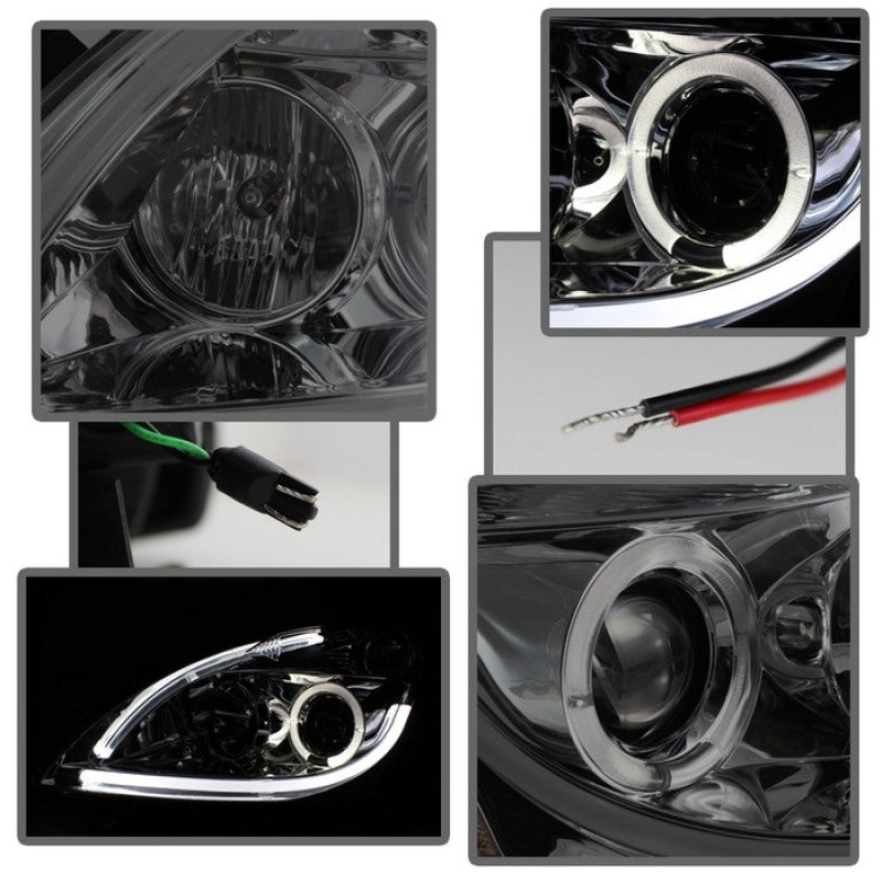 Phares de projecteur Spyder Nissan Altima 4 portes 10-12 DRL LED Halo Smke PRO-YD-NA104D-LTDRL-SM