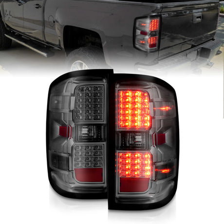 Feux arrière à LED ANZO 15-19 Chevy Silverado 2500HD/3500HD (halogène d'usine uniquement) fumés avec lentille transparente