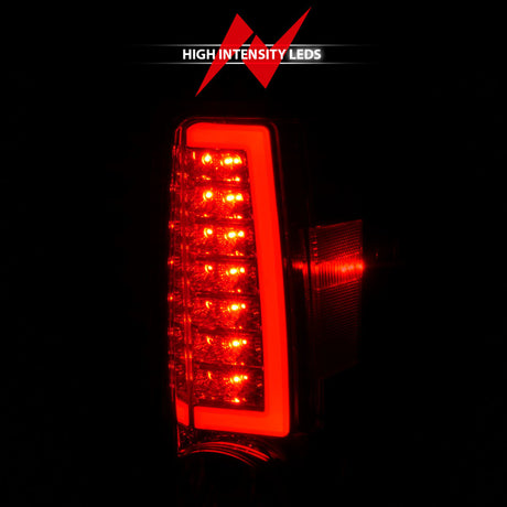Feux arrière à LED ANZO 2004-2012 Chevrolet Colorado/GMC Canyon avec barre lumineuse Boîtier chromé Rouge/Transparent