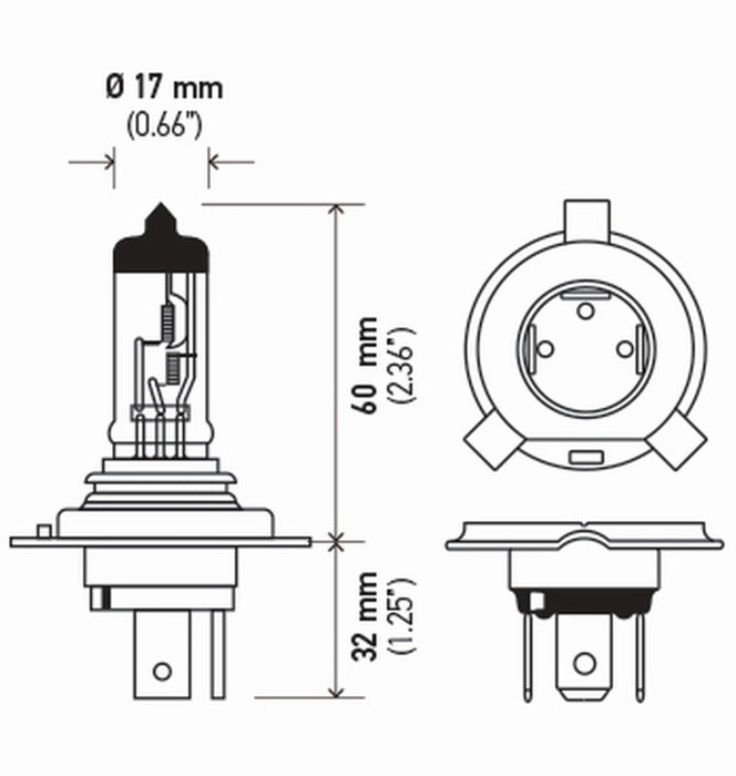 Ampoule Hella H4 12V 60/55W P43T T4625 (2)