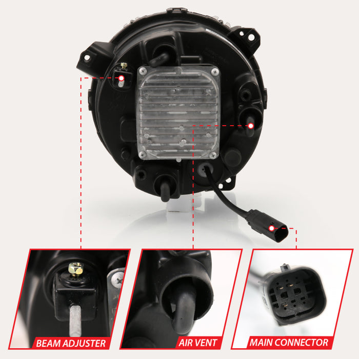 ANZO 2018-2019 Jeep Wrangler Full LED Projecteur H.L Noir