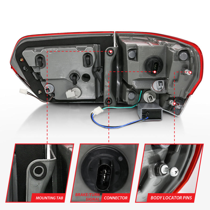 Feux arrière à LED ANZO 2014-2016 Jeep Grand Cherokee Rouge/Clair