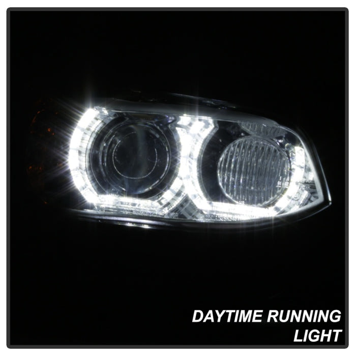 Phare Spyder 08-10 BMW F92 Série 3 Proj - Feux de route H3 DRL LED - Chrome - PRO-YD-BMWE9208-DRL-C