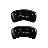 Couvre-étriers MGP 4 gravés avant et arrière Cursive/Charger Finition noire argent ch