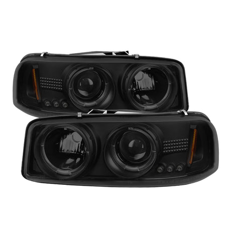 Phares de projecteur Spyder GMC Sierra 1500/2500 99-06 LED Halo LED Blk Smke PRO-YD-CDE00-HL-BSM