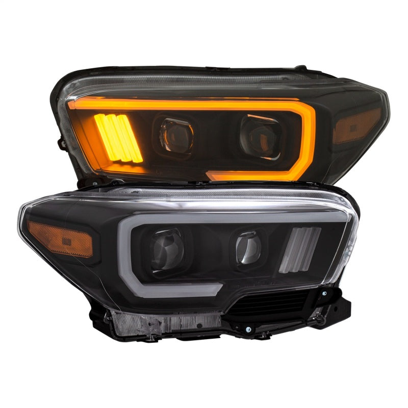 Phares de projecteur ANZO 2016-2017 Toyota Tacoma avec interrupteur de style planche noir avec ambre avec DRL