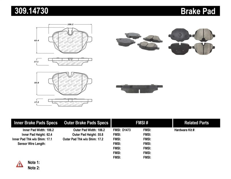 Plaquettes de frein arrière sport performance StopTech 11-17 pour BMW Série 5 / X3