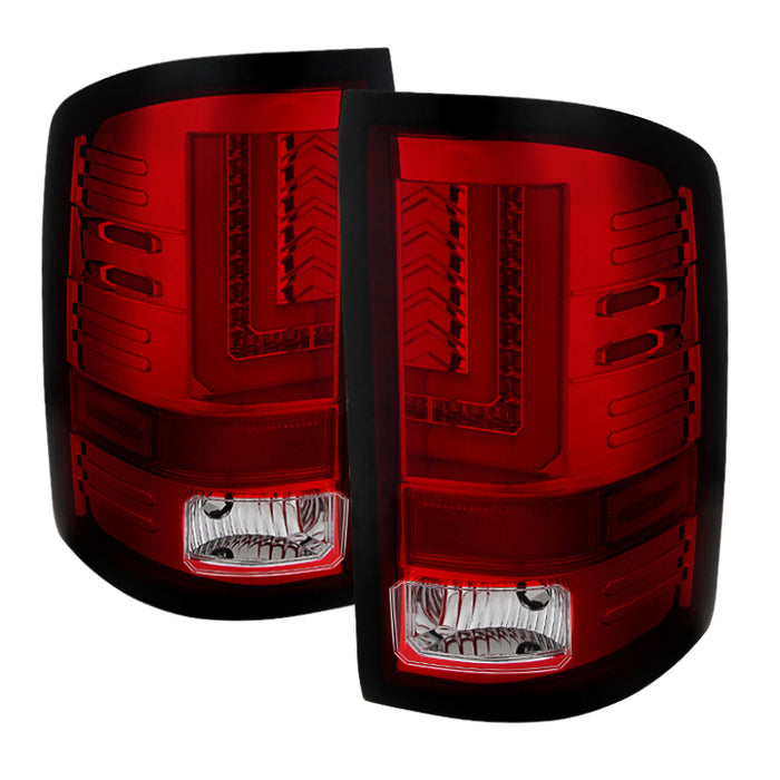 Feux arrière à LED Spyder GMC Sierra 14-16 Rouge transparent ALT-YD-GS14-LBLED-RC