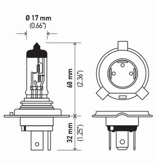 Ampoule Hella 9003/Hb2 12V 60/55W P43T T46 (2)