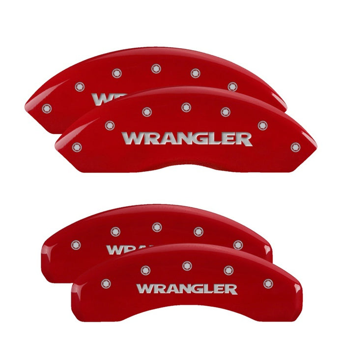 Couvre-étriers MGP 4 gravés avant et arrière WRANGLER finition rouge argent ch