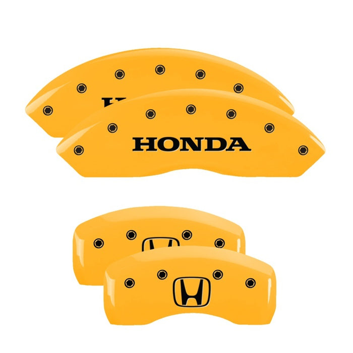 Couvre-étriers MGP 4 gravés avant Honda arrière H Logo finition jaune noir Char 2003 Honda Accord