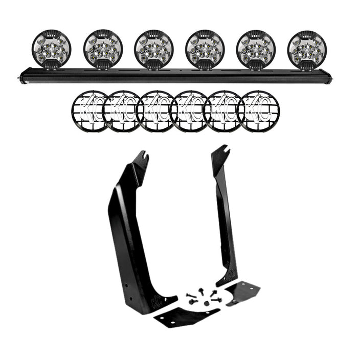 Kit de barre de toit Xross KC HiLiTES 97-06 Jeep TJ 50 po avec (6) lumières LED SlimLite - Noir