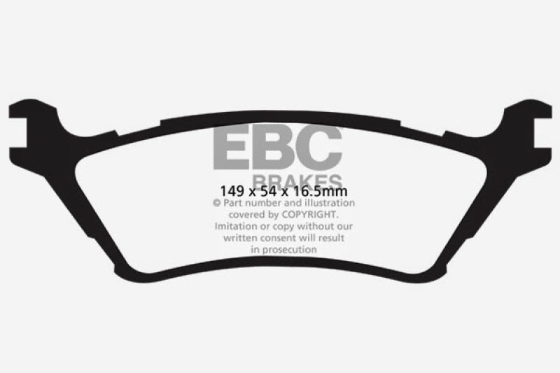 Plaquettes de frein arrière extra-robustes EBC 15+ pour Ford F150 2.7 Twin Turbo (2WD)