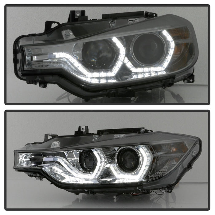 Phares de projecteur Spyder 12-14 BMW F30 Série 3 4DR - LED DRL - Fumée (PRO-YD-BMWF3012-DRL-SM)