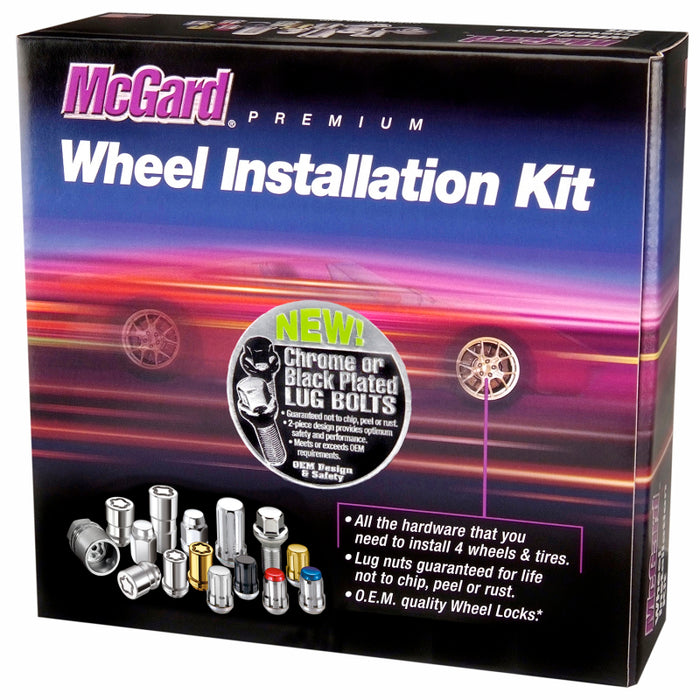 McGard 5 Lug Hex Install Kit w/Locks (Cone Seat Bolt) M14X1.5 / 17mm Hex / 30.5mm Shank L. - Chrome