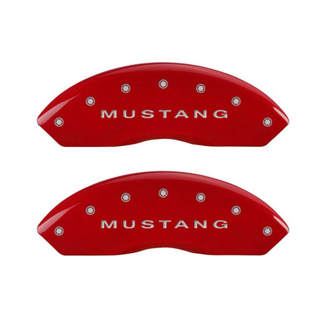 Couvre-étriers MGP 4 gravés à l'avant Mustang gravés à l'arrière S197/Bar &amp; Pony Finition rouge argent ch