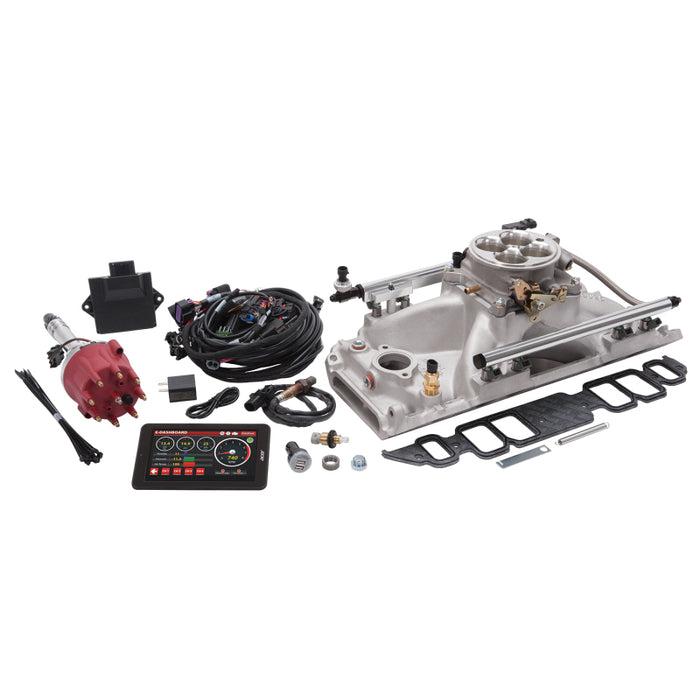 Système Edelbrock Pro Flo 4 EFI Seq Port BBC Rect Port 9.8 Deck 775 Max HP 60lb/hr Finition satinée