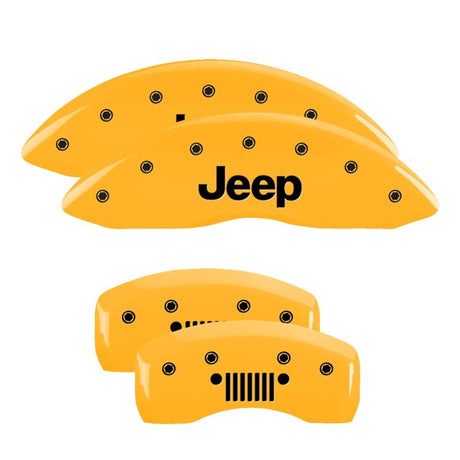 Couvre-étriers MGP 4 gravés à l'avant JEEP Logo de calandre JEEP gravé à l'arrière Finition jaune noir ch