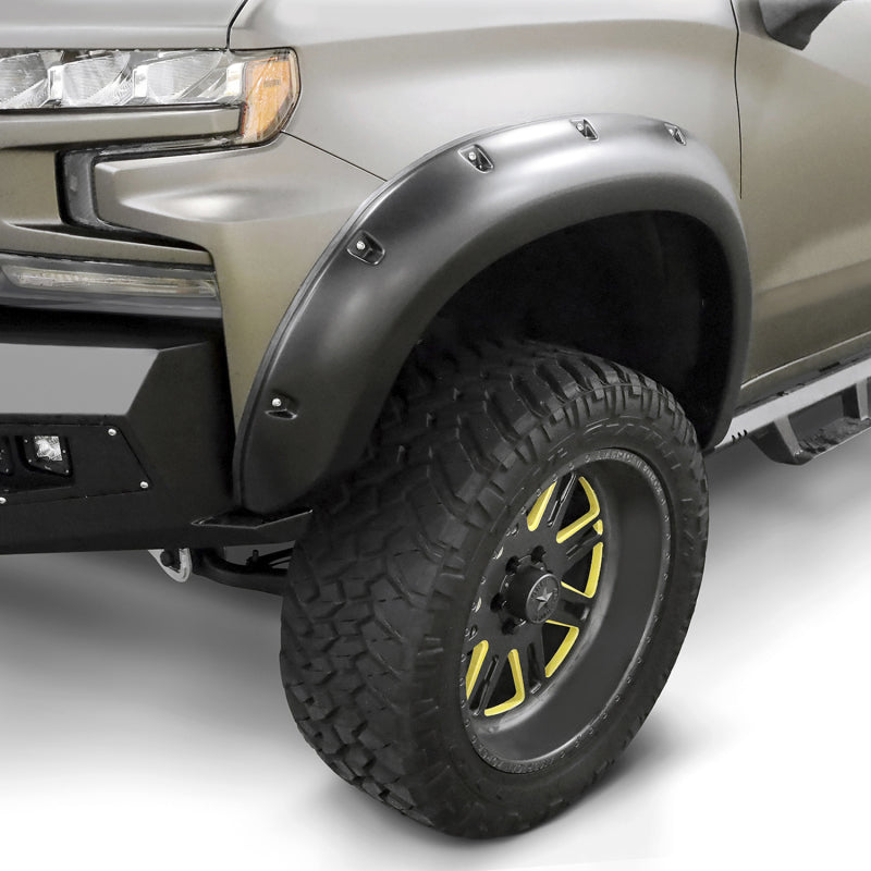 Lund 19-21 Chevy Silverado 1500 RX-Rivet Style Smooth Elite Series Fender Flares - Blk (2 Pc.Front)