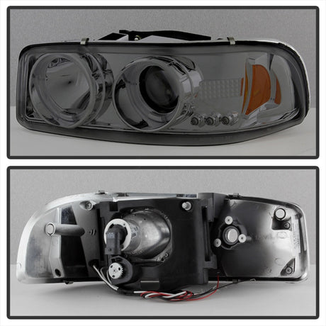 Phares de projecteur Spyder GMC Sierra 1500/2500/3500 99-06 LED Halo LED Fumée PRO-YD-CDE00-HL-SMC