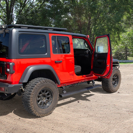 Kit de marchepieds électriques Go Rhino 18-23 Jeep Wrangler 4 portes E-BOARD E1 (perçage requis) - Tex. Blk