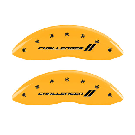 MGP 4 Caliper Covers Engraved F & R Stripes/Challenger Yellow Finish Black Char 2006 Dodge Charger
