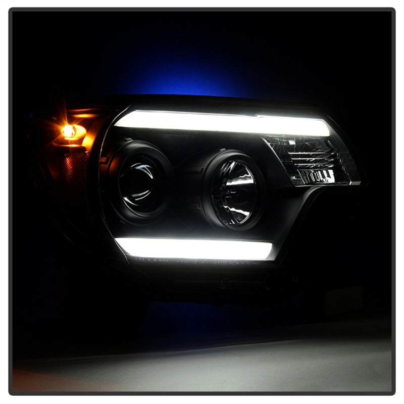 Phares de projecteur Spyder Toyota Tacoma 12-15 Barre lumineuse DRL Noir PRO-YD-TT12-LBDRL-BK