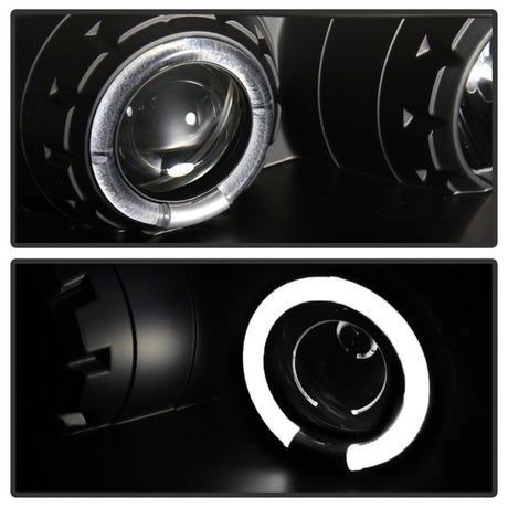 Phares de projecteur Spyder Mitsubishi Eclipse 97-99 LED Halo noir haut H1 bas H1 PRO-YD-ME97-HL-BK