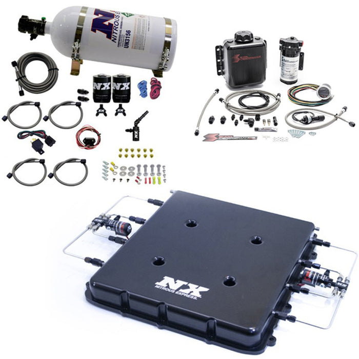 Kit d'injection d'azote et d'eau Nitrous Express avec couvercle de compresseur Billet LT4 et bouteille de 10 lb