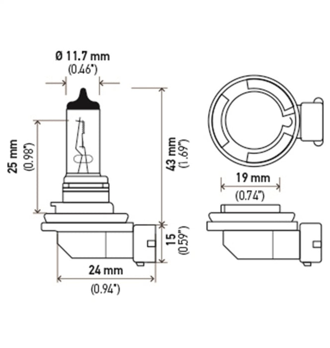 Ampoule Hella H11 12V 55W PGJ19-2 T4 LONGUE DURÉE