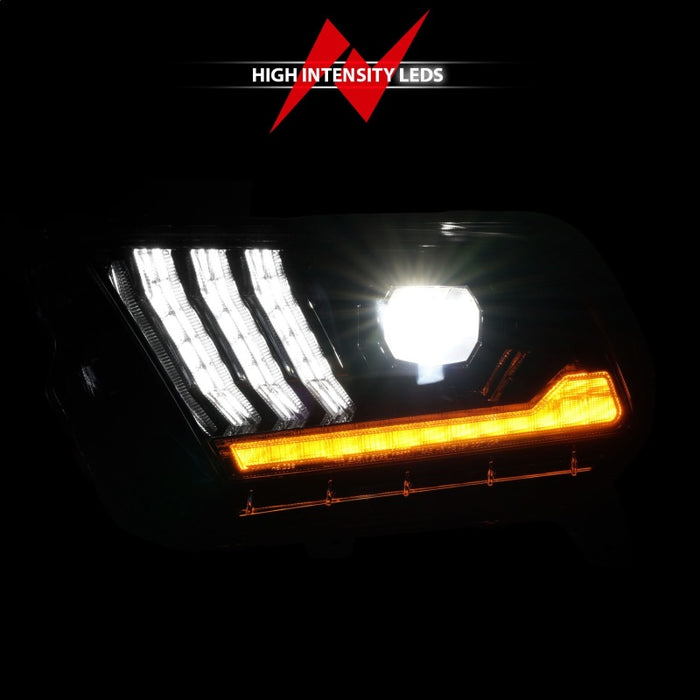 Phares de projecteur à LED ANZO 10-14 Ford Mustang avec tube lumineux séquentiel (compatible NON HID)