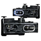Phares en cristal ANZO 1988-1998 Chevrolet C1500 Noir avec Halo