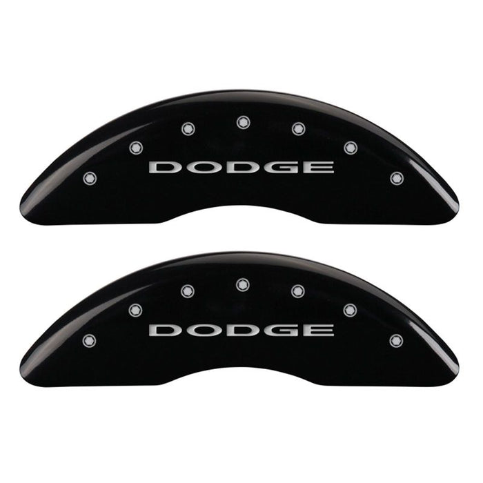 MGP 4 Caliper Covers Engraved Front & Rear With out stripes/Dodge Black finish silver ch