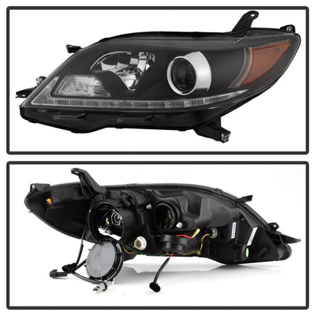 Phares de projecteur Spyder Toyota Sienna 2011-2014 - DRL LED - Noir PRO-YD-TSEN11-DRL-BK