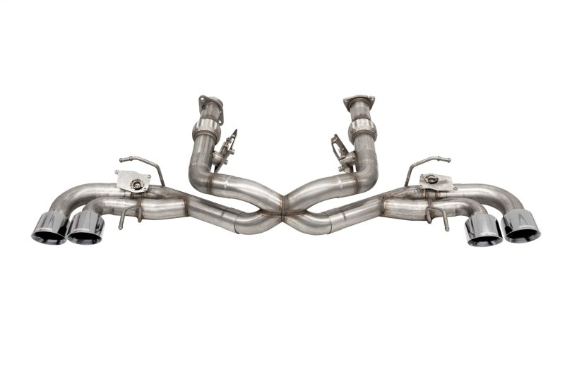 Corsa 2020-2025 Corvette C8 3in Valved Cat-Back 4.5in Pol Quad Tips - Fits Factory NPP Exhaust