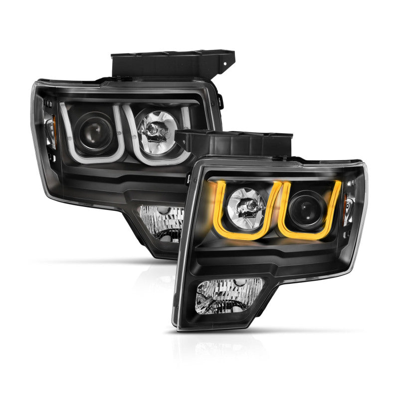 Phares de projecteur ANZO 2009-2014 Ford F-150 avec interrupteur en U noir et ambre