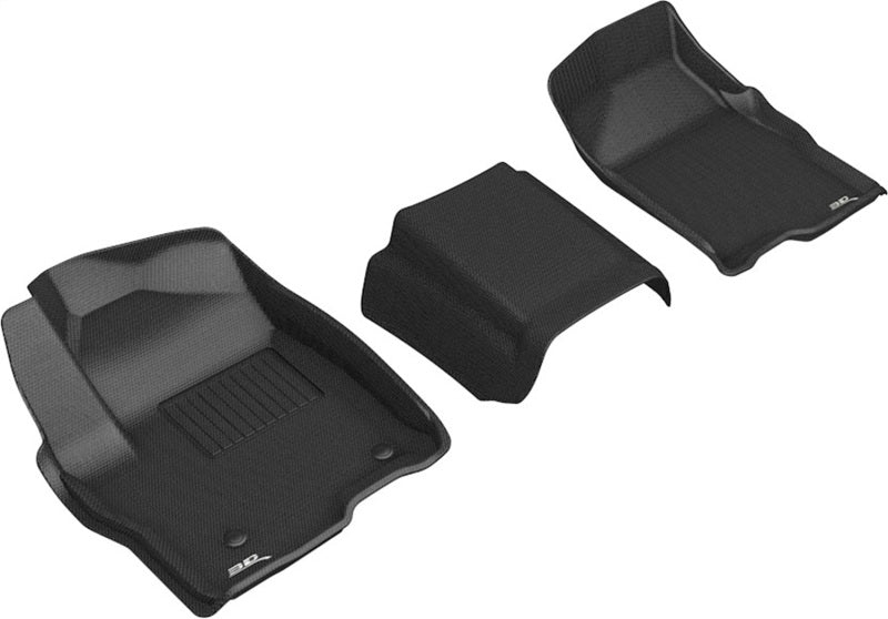 Tapis de sol Kagu 1ère rangée pour banquette double/équipage 3D MAXpider 19-21 GMC Sierra Silverado - Noir