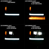 Phares de projecteur à LED ANZO 16-18 Chevrolet Silverado 1500 avec interrupteur de style planche chromé avec ambre