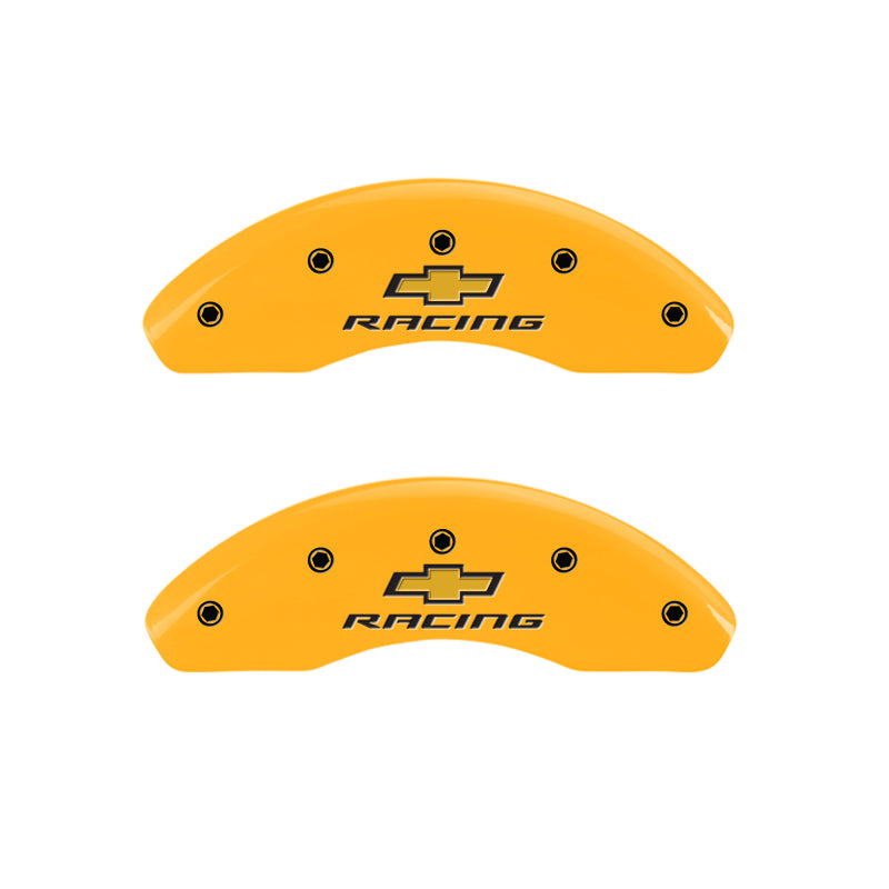 MGP 4 Caliper Covers Engraved F & R Chevy Racing Yellow Finish Black Char 2019 Chevrolet Bolt EV