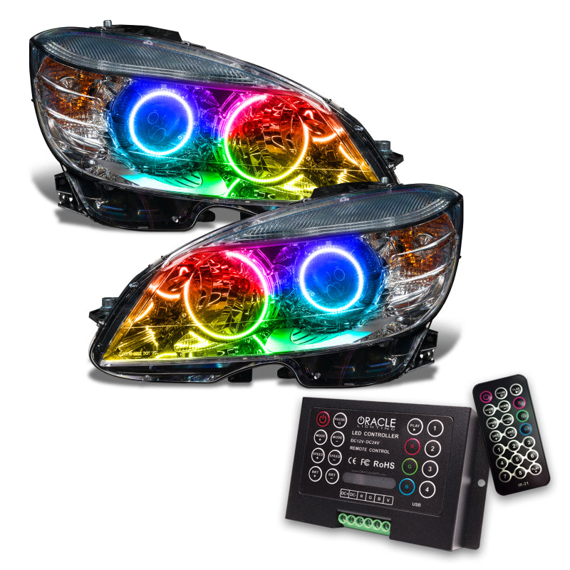 Oracle 08-11 Mercedes Benz C-Class Pre-Assem. Headlights Chrome Housing- w/2.0 Cntrl