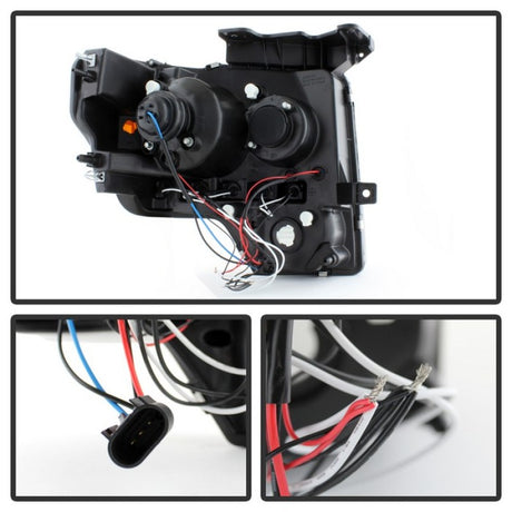 Phares de projecteur Spyder Ford F150 09-14 Modèle halogène - LED Halo LED Smke PRO-YD-FF15009-HL-SM