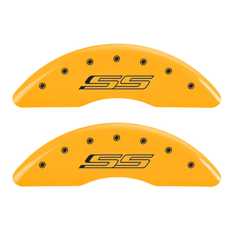MGP 4 Caliper Covers Engraved Front & Rear Gen 5/SS Yellow finish black ch