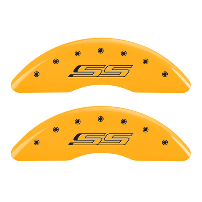 MGP 4 Caliper Covers Engraved Front & Rear Gen 5/SS Yellow finish black ch