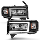 Phare ANZO 94-02 Dodge RAM Crystal - avec barre lumineuse et boîtier noir