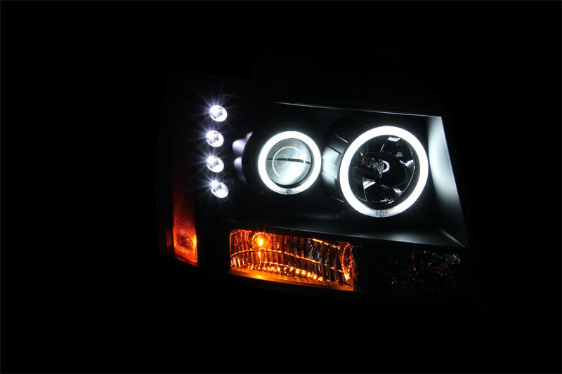Phares de projecteur ANZO 2007-2013 Chevrolet Avalanche avec halo noir (CCFL)
